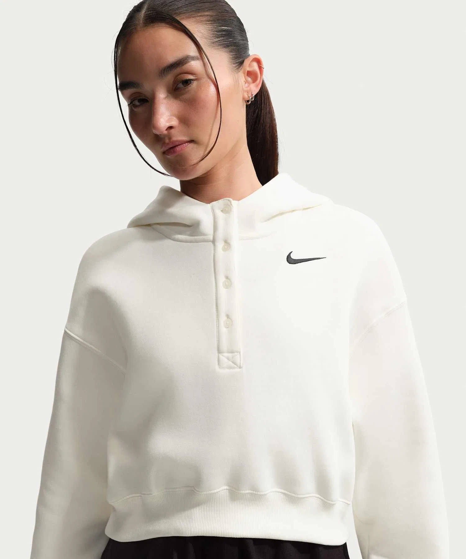 Женская укороченная толстовка Nike Phoenix Fleece Oversized IF0259-133 Sail — фото 2