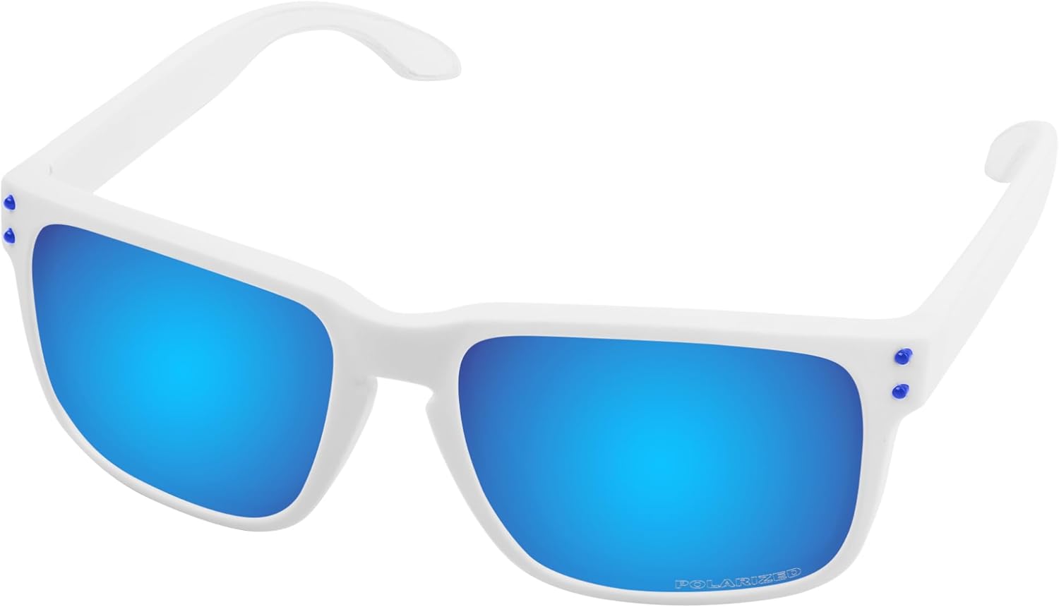 

Квадратные поляризованные солнцезащитные очки для мужчин и женщин, для активного отдыха, вождения, езды на велосипеде, с линзами, защищающими от УФ-излучения UV400 LenzReborn, White Frame Blue Rivet Ice Blue Lens