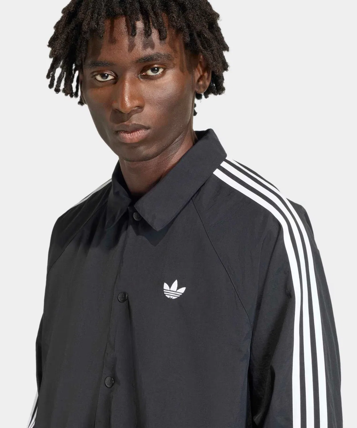 Куртка-тренч adidas Originals с тремя полосками, чёрная — фото 3