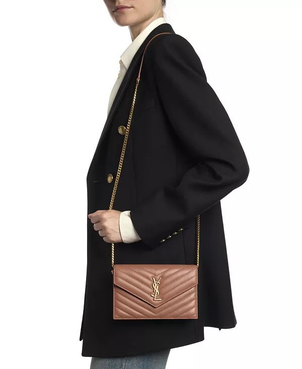 Кошелек Cassandre на цепочке-конверте Saint Laurent, коричневый — фото 2
