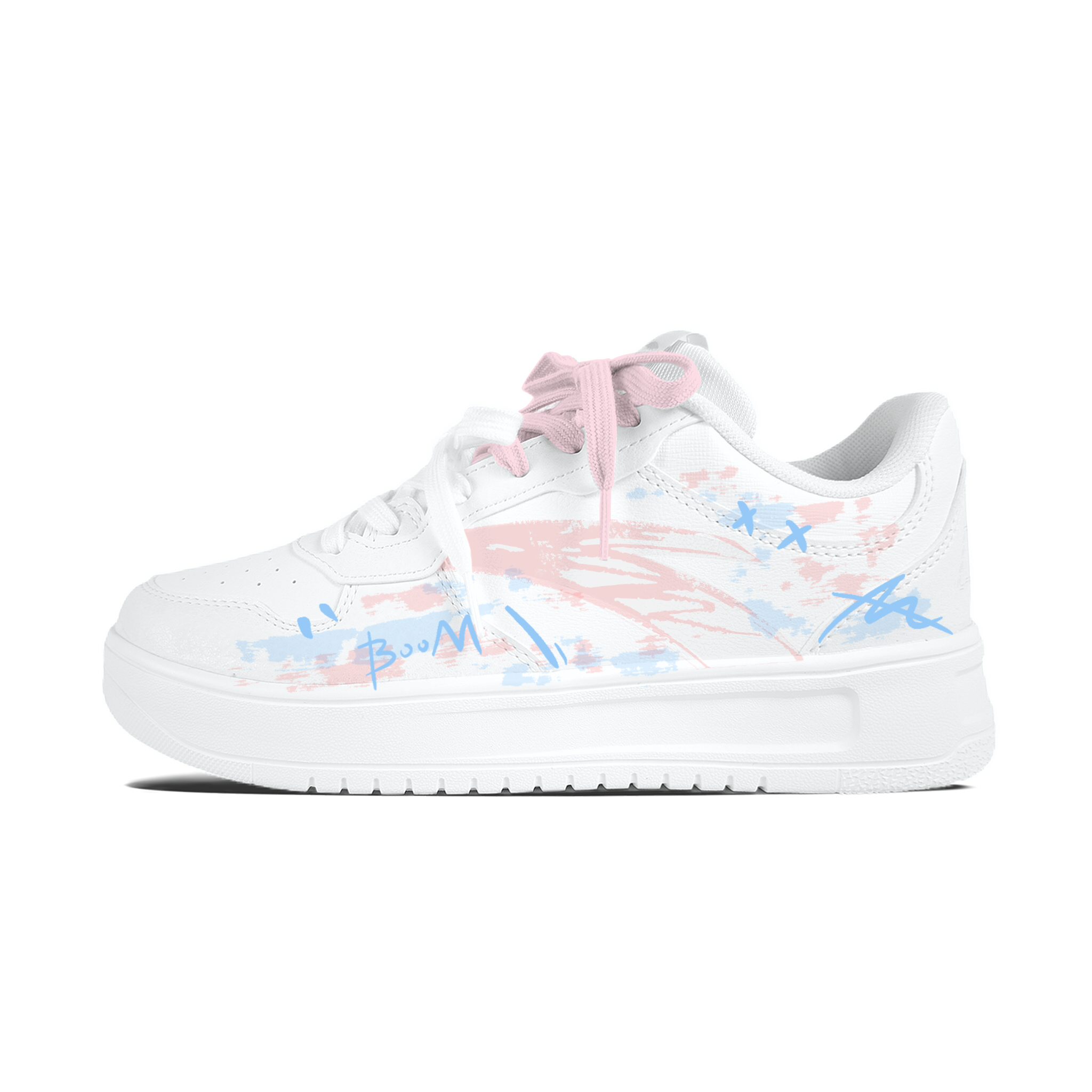 

Легкие устойчивые к граффити и истиранию противоскользящие низкие кроссовки для скейтбординга Unisex ANTA, белый розовый