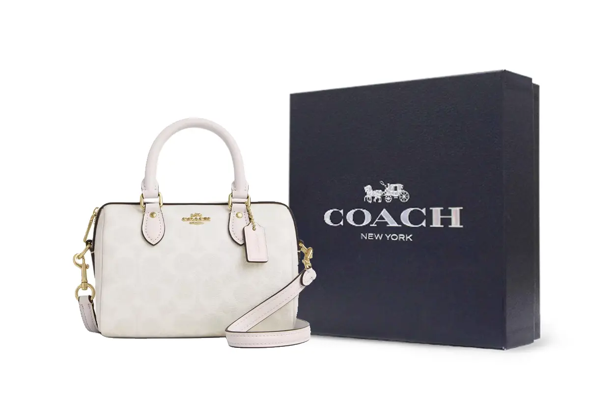 

COACH Женская сумка через плечо малого размера из лакированного полотна золотисто-белая