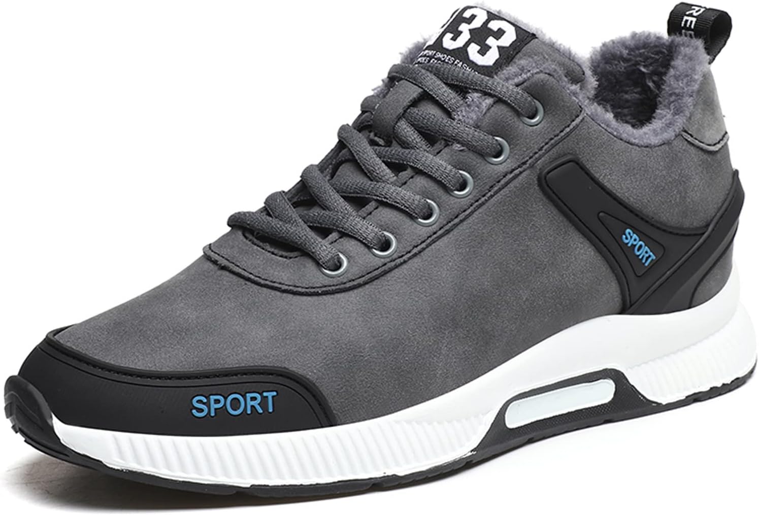 

Мужские кроссовки на подъем с невидимым увеличением роста, верх из кожи, шнуровка, модные кроссовки Eliogn, серый