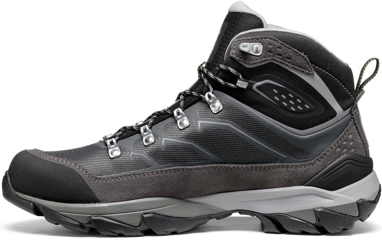 Мужские туристические ботинки ASOLO ACADIA MID GTX на шнуровке до щиколотки с водоотталкивающим верхом из замши и нейлона, дышащей подкладкой, черный — фото 3