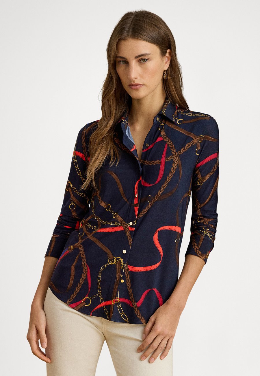 

Блуза Lauren Ralph Lauren SLIM FIT BELTING-PRINT JERSEY SHIRT, Navy Multi/Dark Blue