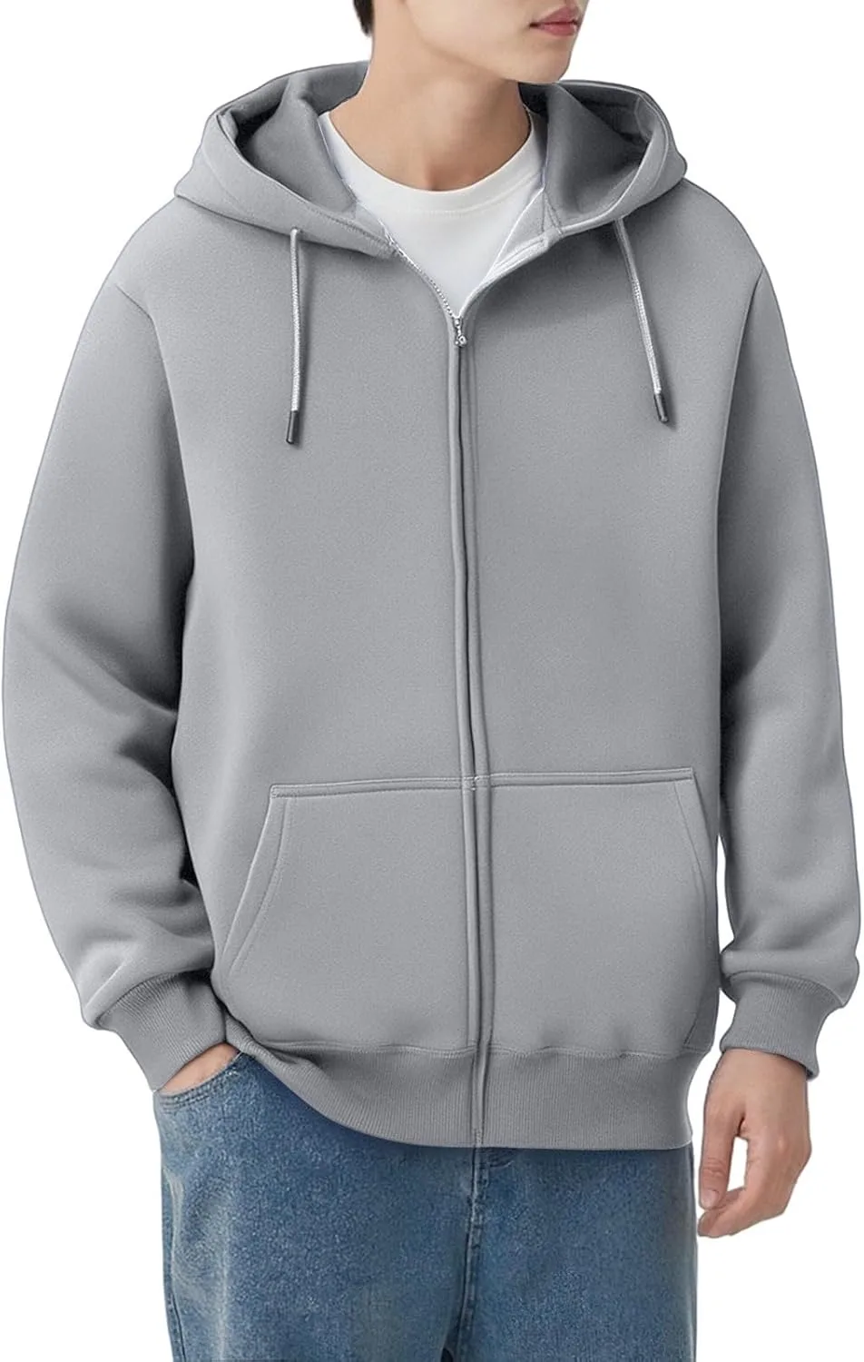 

Толстовка с капюшоном на молнии для мужчин, Casual, длинный рукав, с карманом, Plus Size