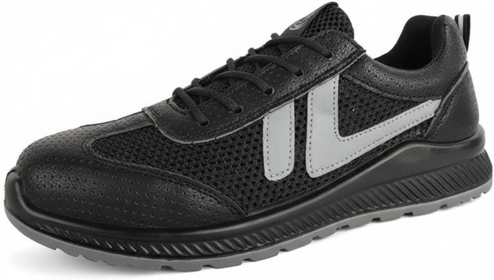 

Мужские защитные ботинки от электрического удара 10KV, с композитным носком, проколоустойчивые, противоскользящие кроссовки, легкая подошва, промышленная обувь для электриков Flowergirr, черный