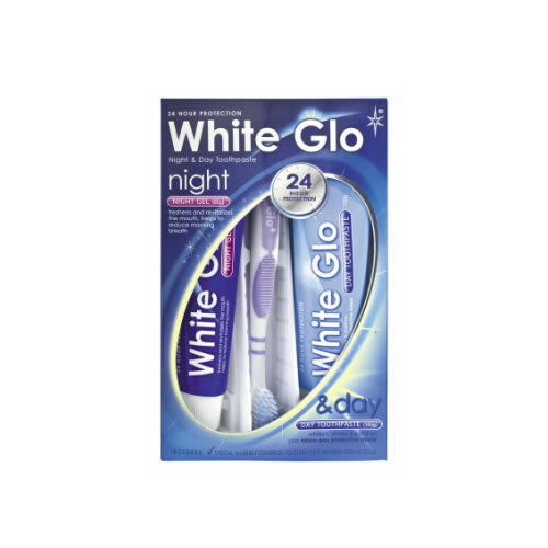 

Зубная паста 65 мл + ночной гель 65 мл + зубная щетка White Glo, Night & Day Whitening Toothpaste