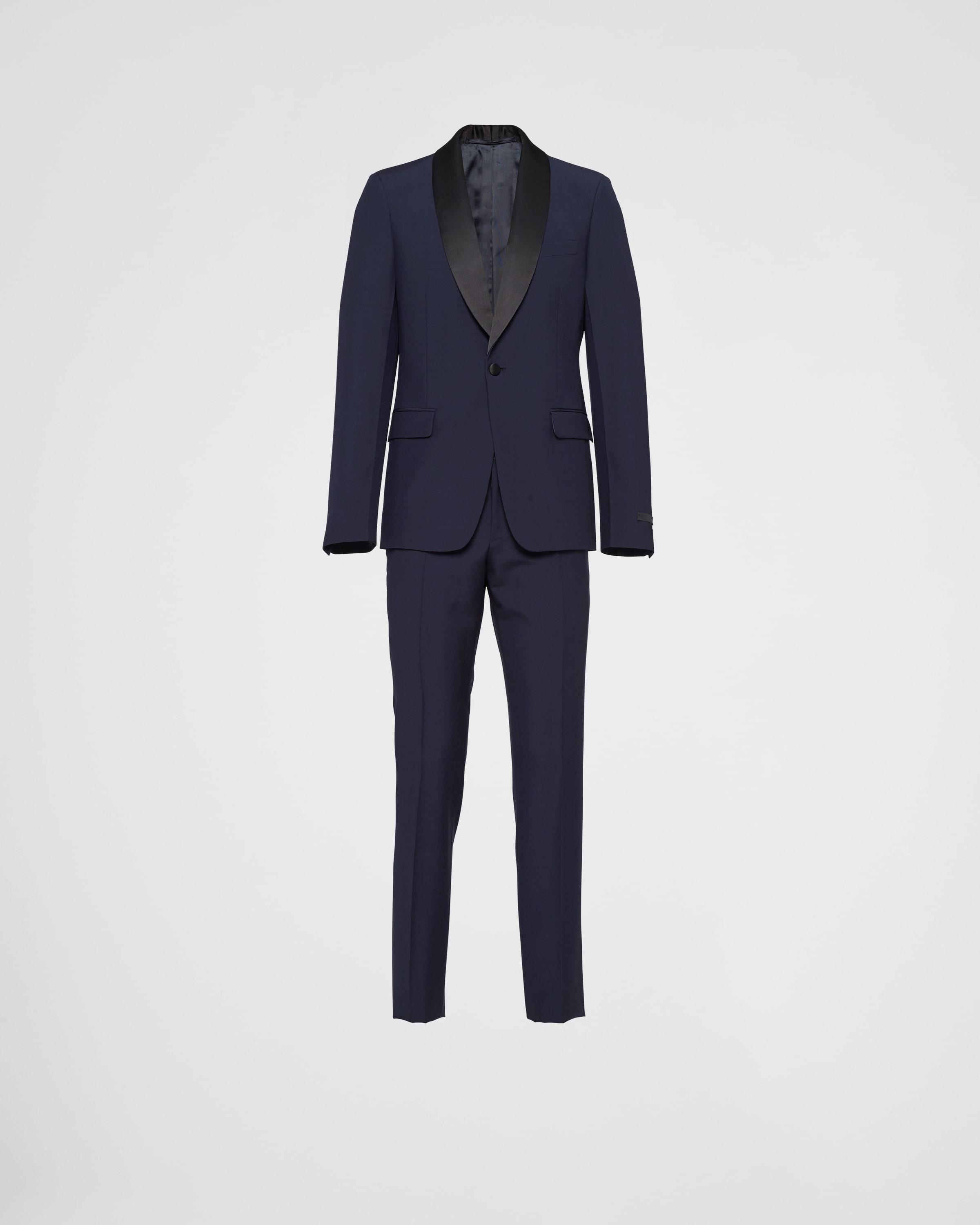 

Однобортный смокинг из шерсти и мохера Prada, черный