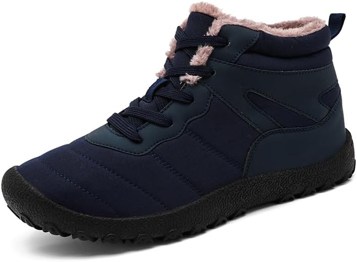 

Мужские ботинки Hhhchpm с подкладкой из теплого плюша, удобные, с нескользящей и долговечной термо подошвой, с боковой молнией, зимняя обувь для мужчин, темно-синий