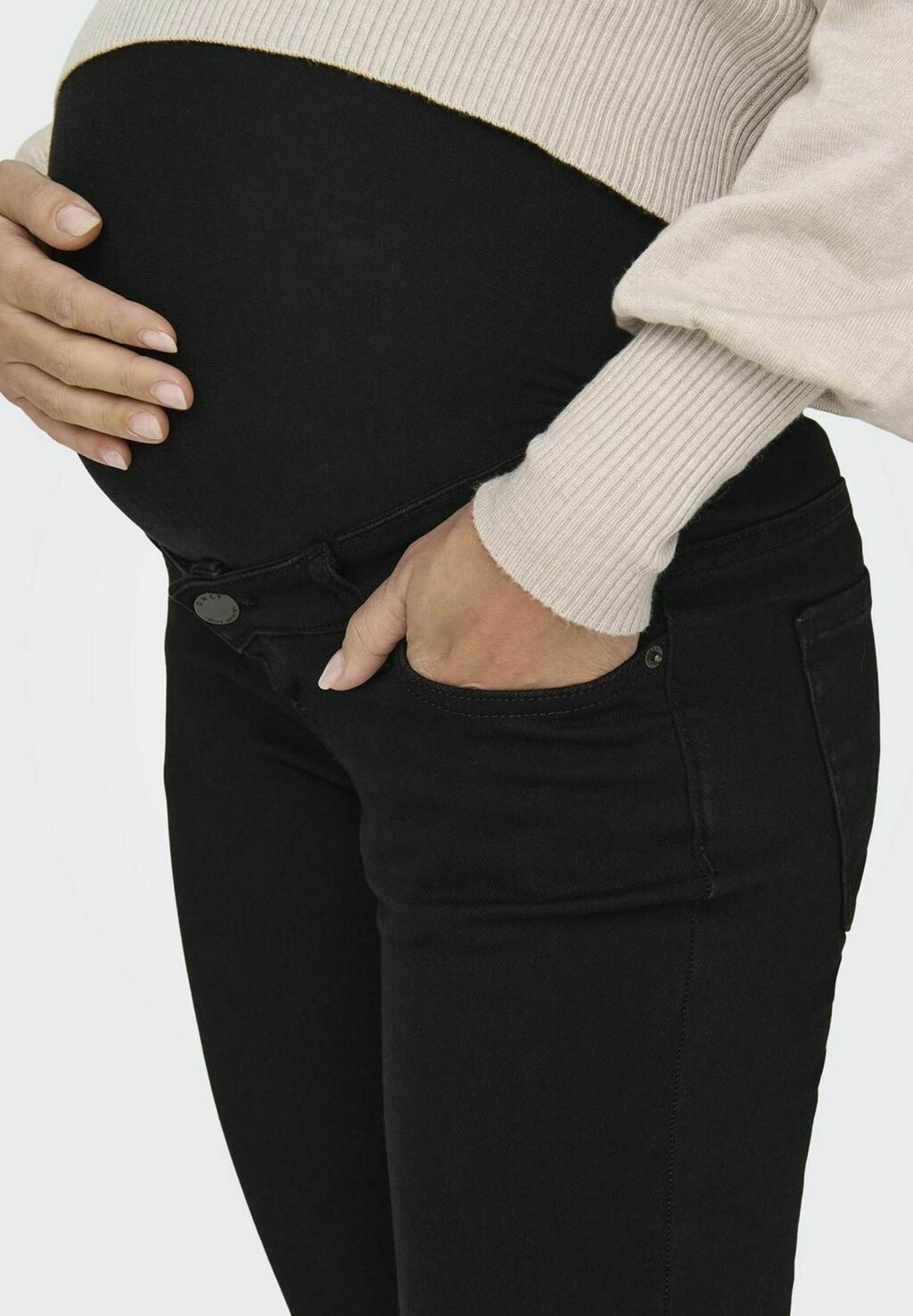 

Джинсы облегающие SKINNY JEANS OLMBELLY REG ZIP ONLY MATERNITY, черный деним