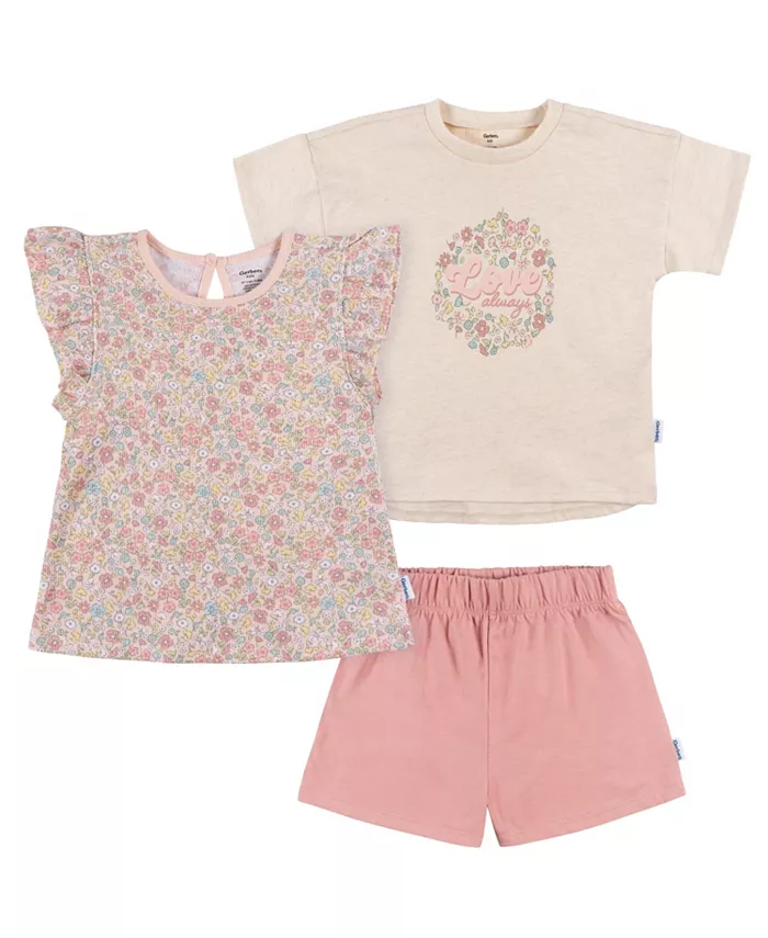 

Комплект из футболки и шорт для девочек Toddler Girls Coordinating Gerber, розовый