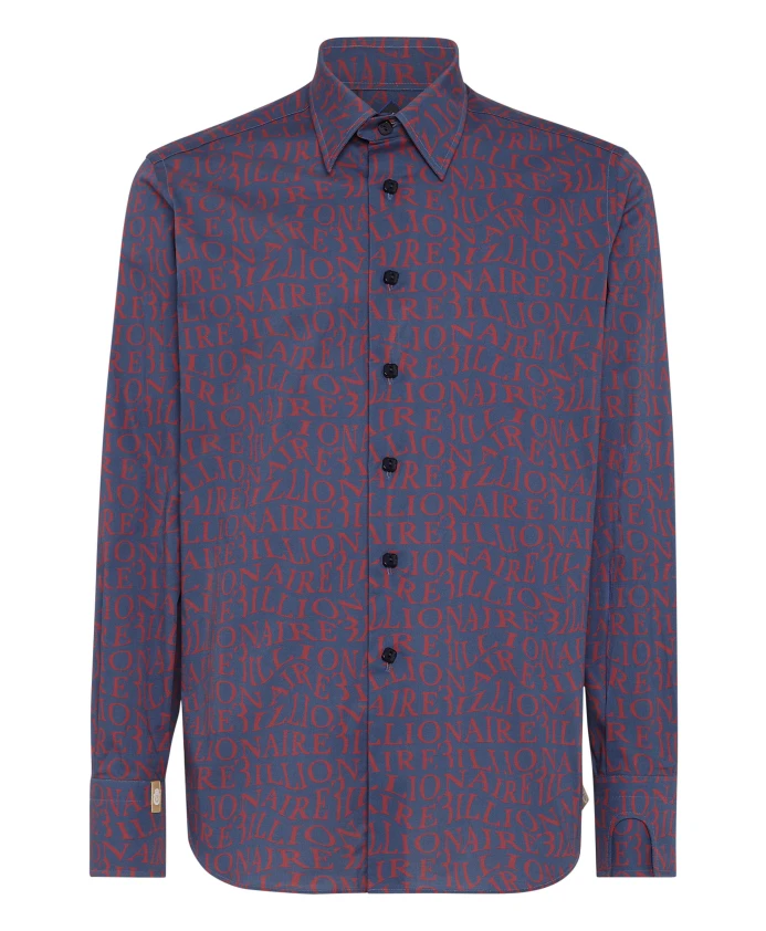 

Хлопковая рубашка с монограммой. Billionaire, синий