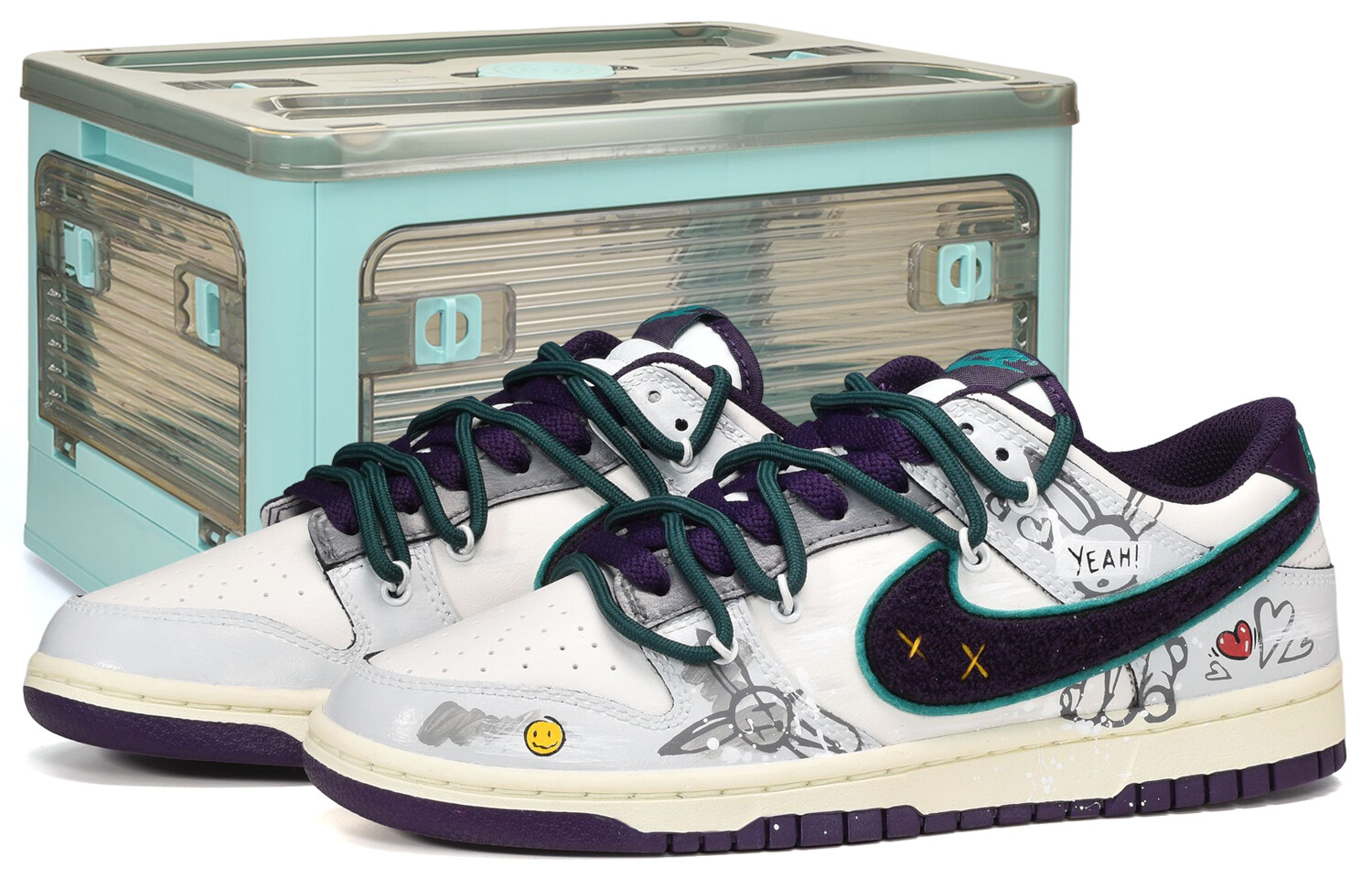 

Кроссовки Nike Dunk Skateboard Shoes Men Low-Top Gray White Purple