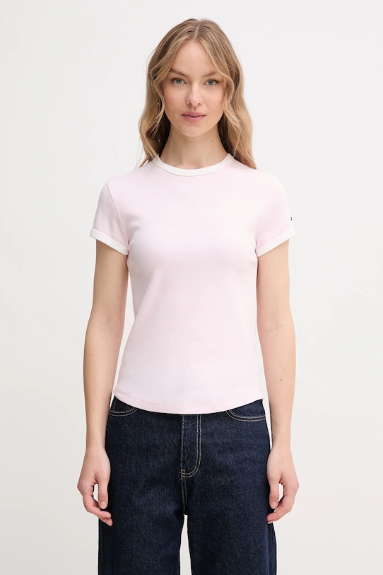 

Хлопковая футболка Tommy Hilfiger, розовый