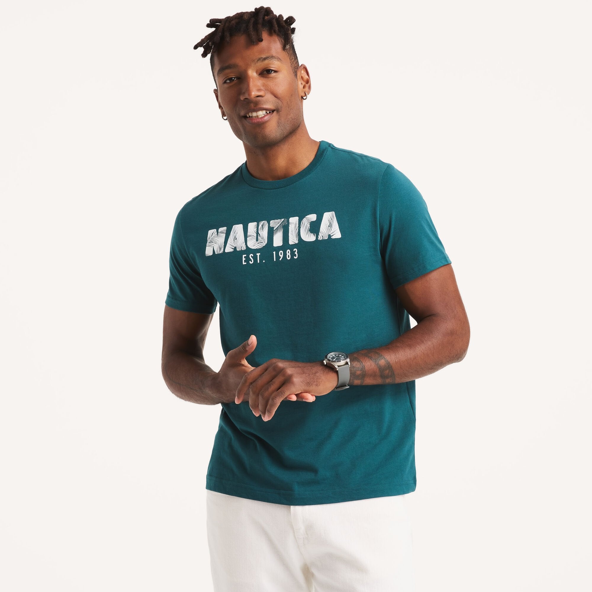 

Футболка с рисунком Nautica Mens 1983, цвет deep atlantic 19-4726 tcx