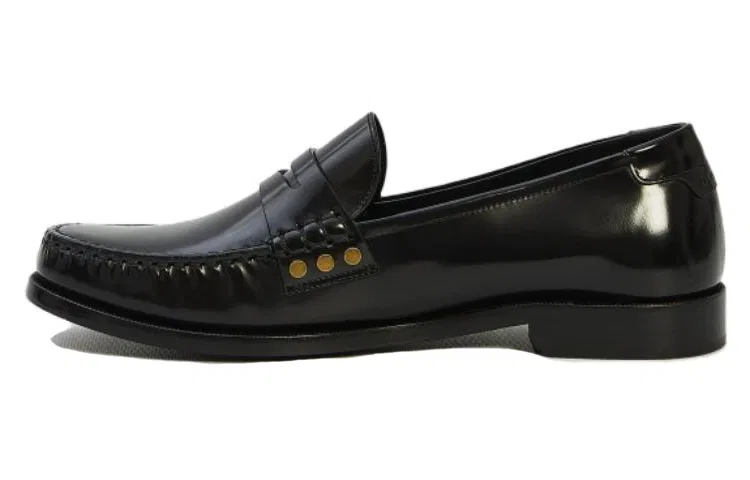 Лоферы кожаные с миндальным носком Saint Laurent Black