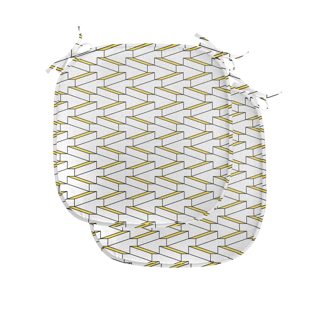

ABAKUHAUS Желтые и белые подушки на обеденный стул, кирпичный дизайн, декоративная водонепроницаемая подушка с ремнями для кухонных сидений, 40 см x 40 см — упаковка из 2 шт., желтый черный белый