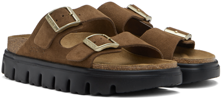 Коричневые узкие босоножки Papillio Arizona на платформе Birkenstock — фото 4
