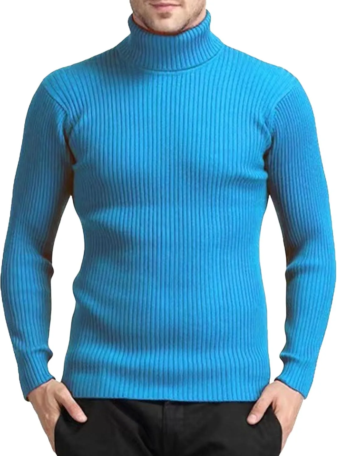 

JEShifangjiusu мужской ребристый свитер с высоким воротником Slim Fit