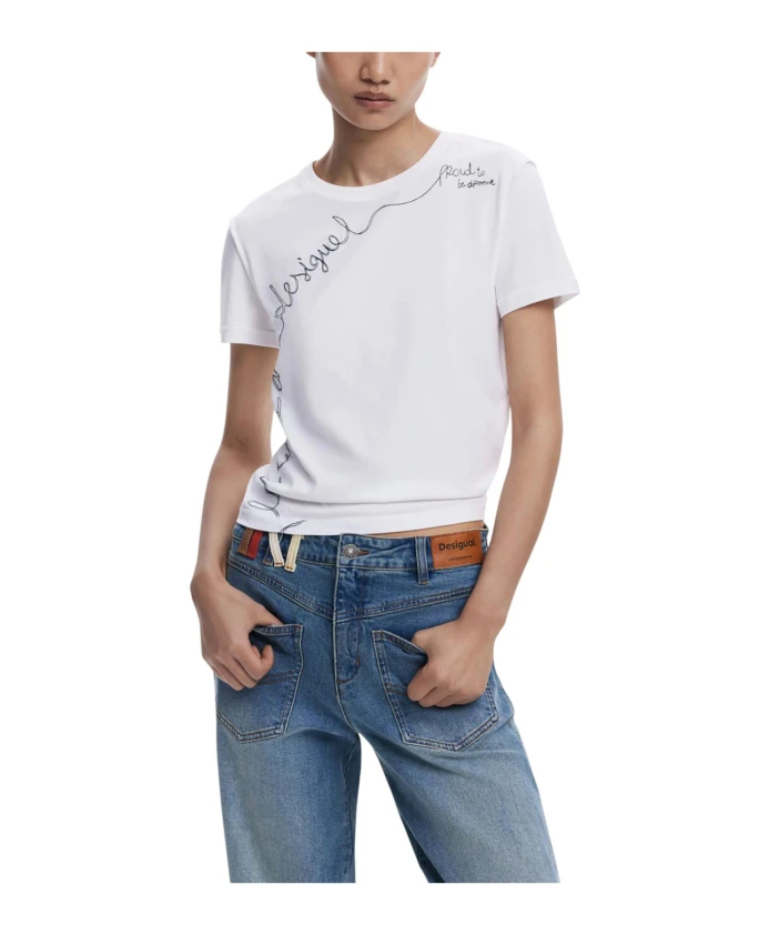 

Футболка с коротким рукавом и ярким принтом Desigual, белый