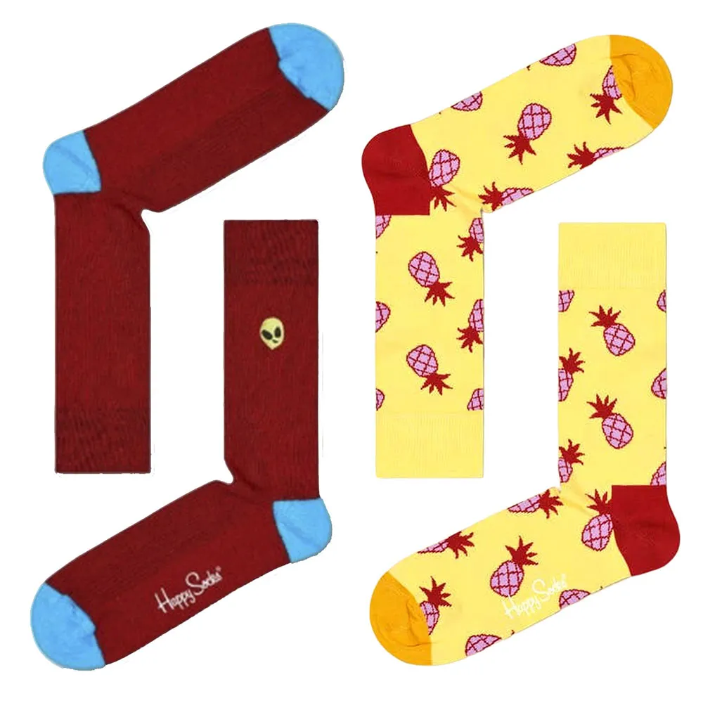 

Носки 2 шт Happy Socks Pineapple and Alien Ribbed long, желтый