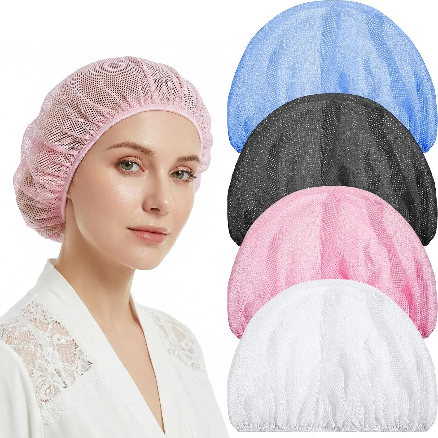 Набор эластичных сеток для волос (4 шт.) от Tyqour Tyqour, Pink/Blue/White/Black