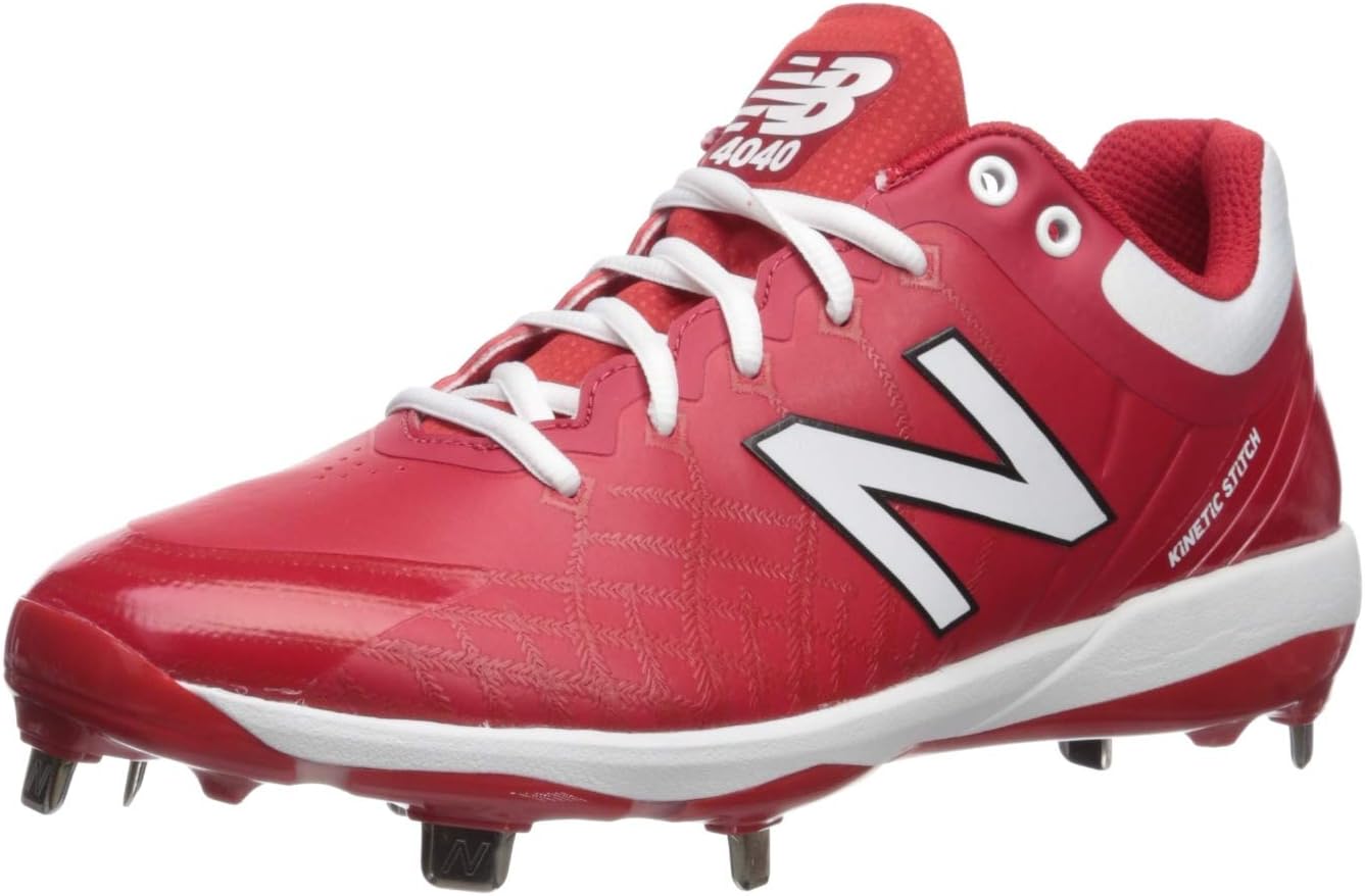 

Бейсбольные кроссовки New Balance 4040 V5 для мужчин с металлическим шипом, белый/красный