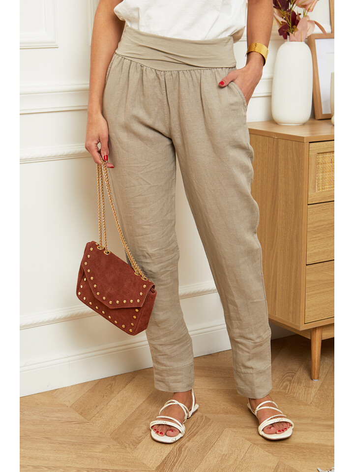 

Брюки Rodier Lin Leinen Hose Provence, серо-коричневый