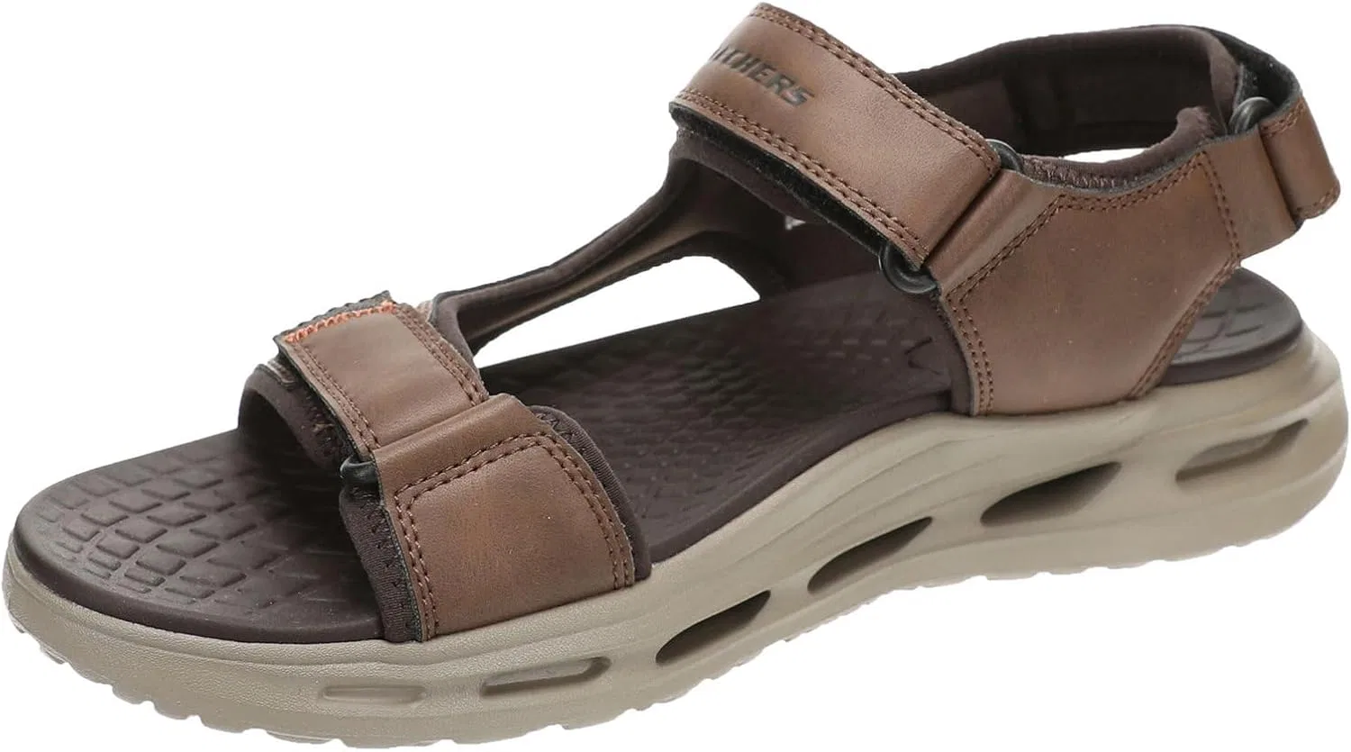 Мужские спортивные сандалии Skechers River с тремя ремешками и открытым носком, Brown — фото 4