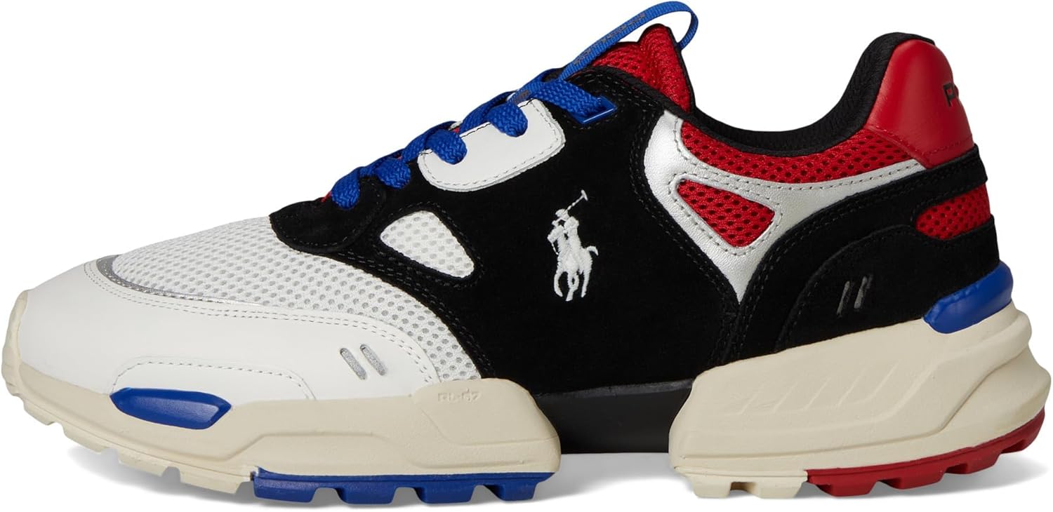 Polo Ralph Lauren мужские кроссовки Jogger из замши и вельвета, Black/Sapphire Star/Rl2000 Red — фото 4