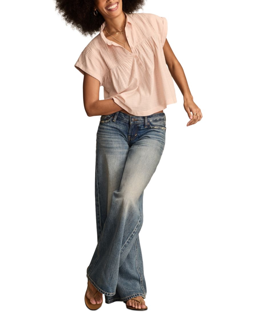 

Женская туника с воротником и баской Lucky Brand, Peach Whip