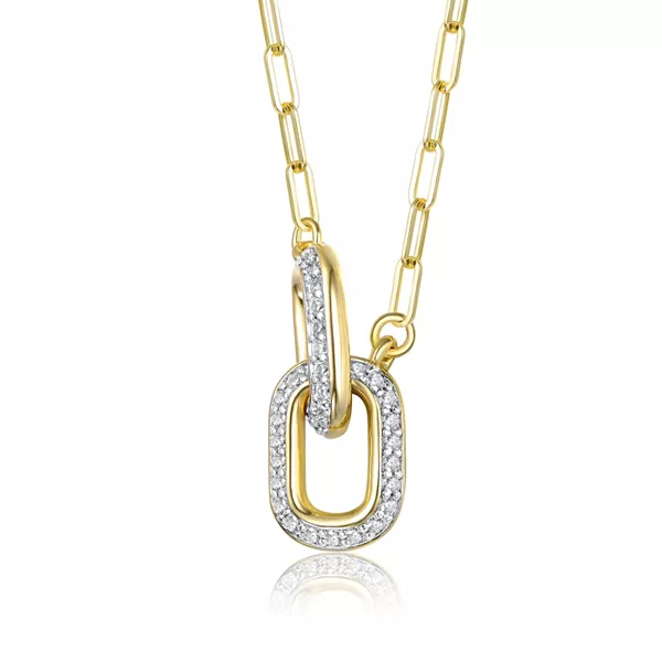 

Ожерелье из переплетенных звеньев с покрытием из 14-каратного золота и прозрачными кубическими циркониями Rachel Glauber, gold