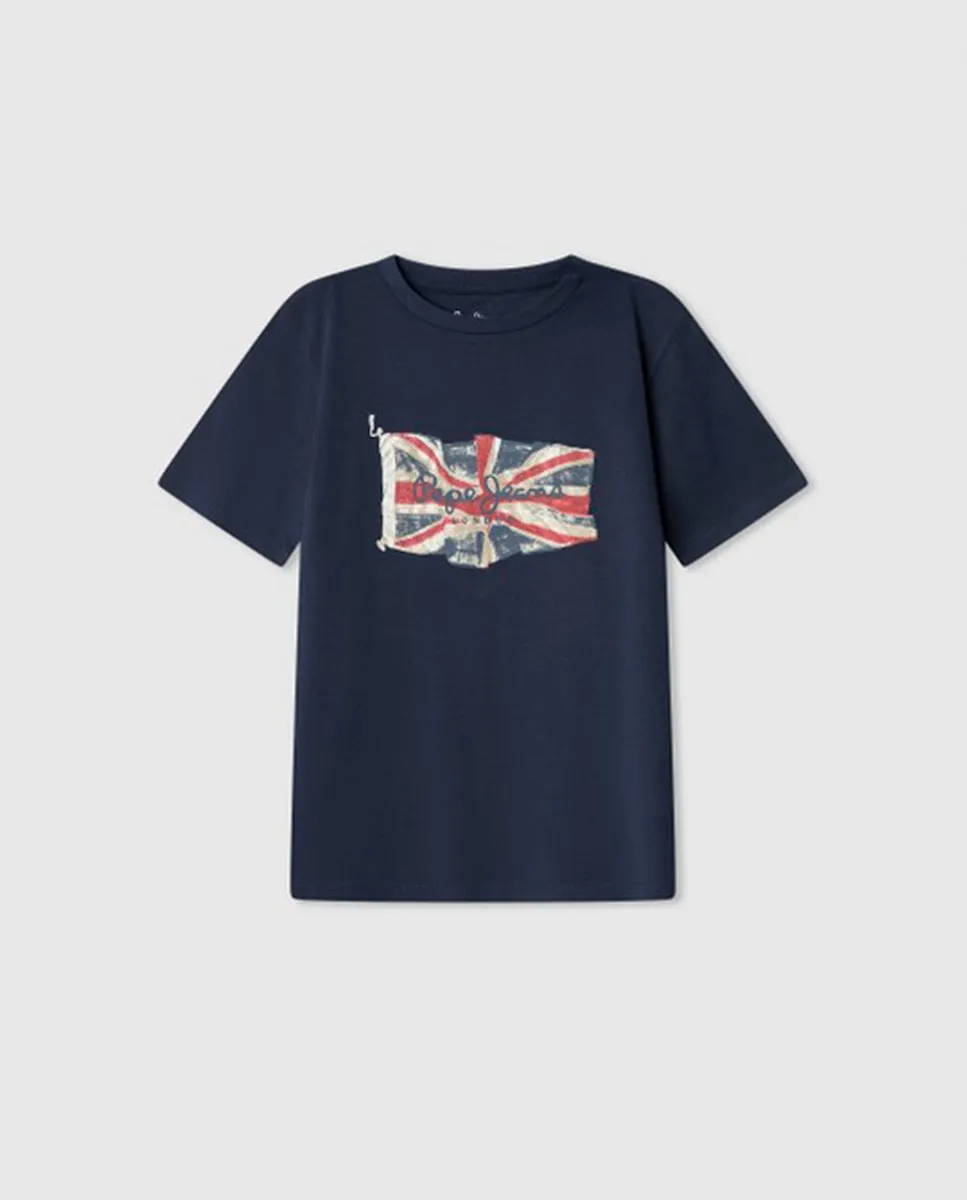 

Детская футболка с флагом Юнион Джек Pepe Jeans, темно-синий