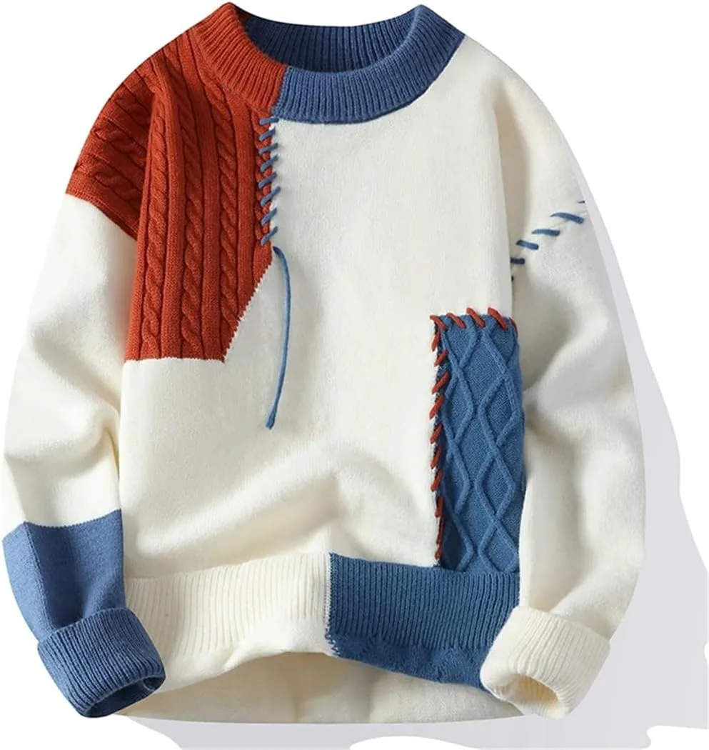 

Мужской повседневный свитер с пэчворком