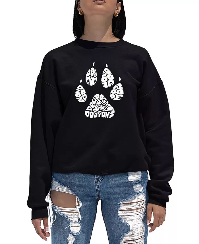 

Женская толстовка Word Art Crewneck Dog Mom LA Pop Art, черный