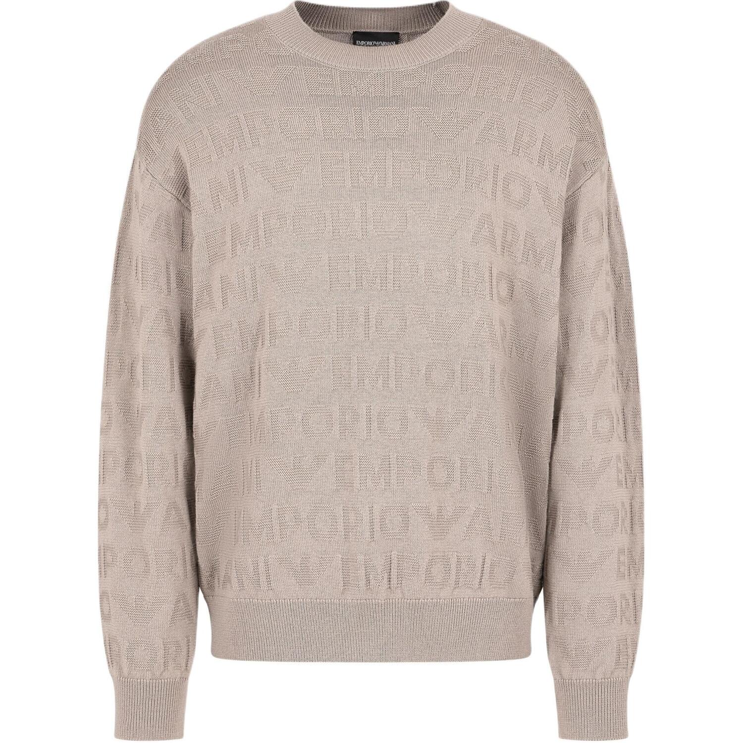 

Джемпер с логотипом в технике жаккард EMPORIO ARMANI, хаки