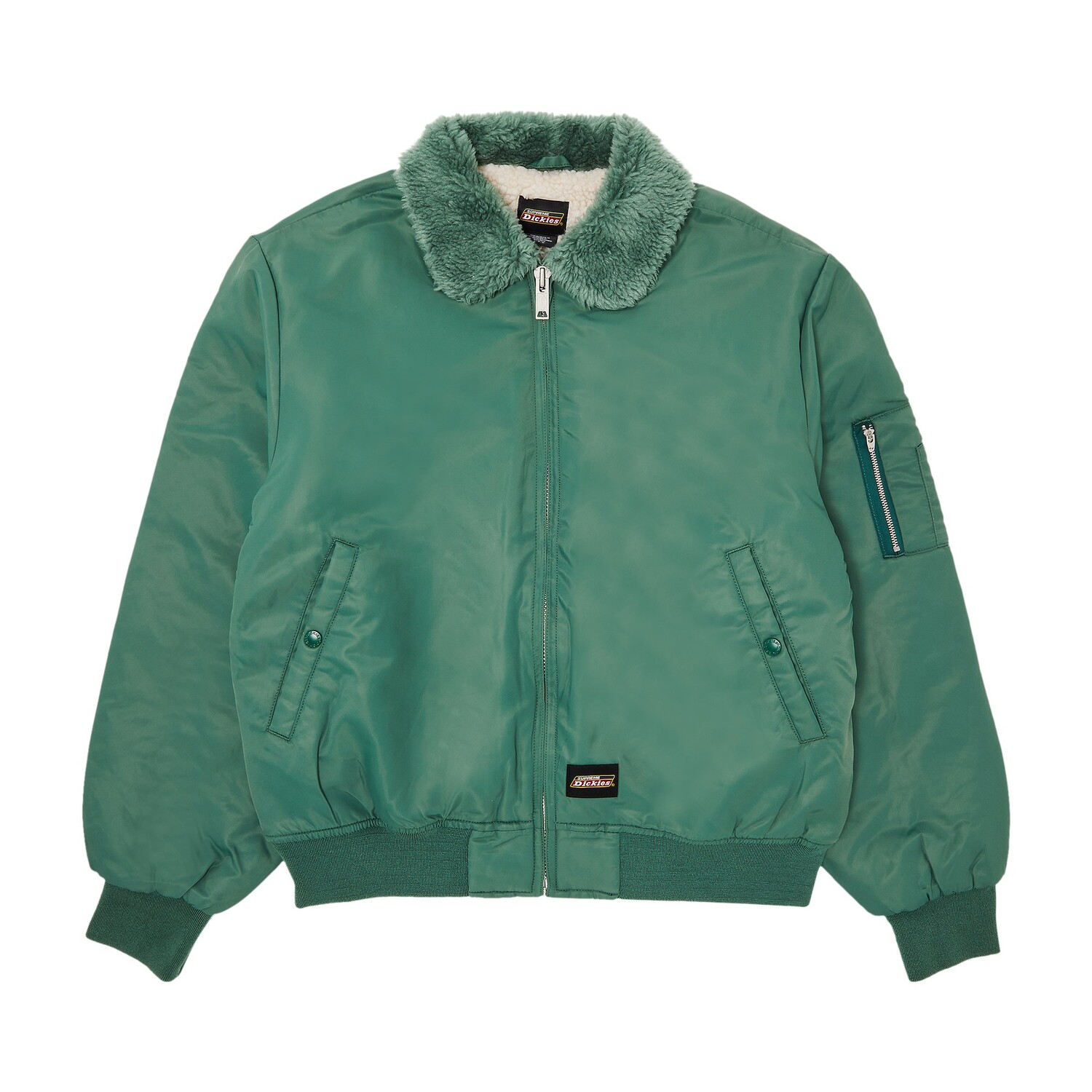 

Куртка-бомбер с меховым воротником Supreme x Dickies, цвет Work Green
