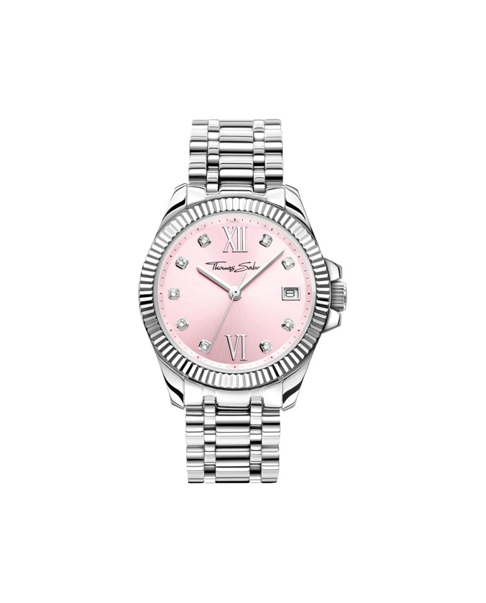 

Женские часы Divine Pink из серебристой стали с розовым циферблатом Thomas Sabo, серебро