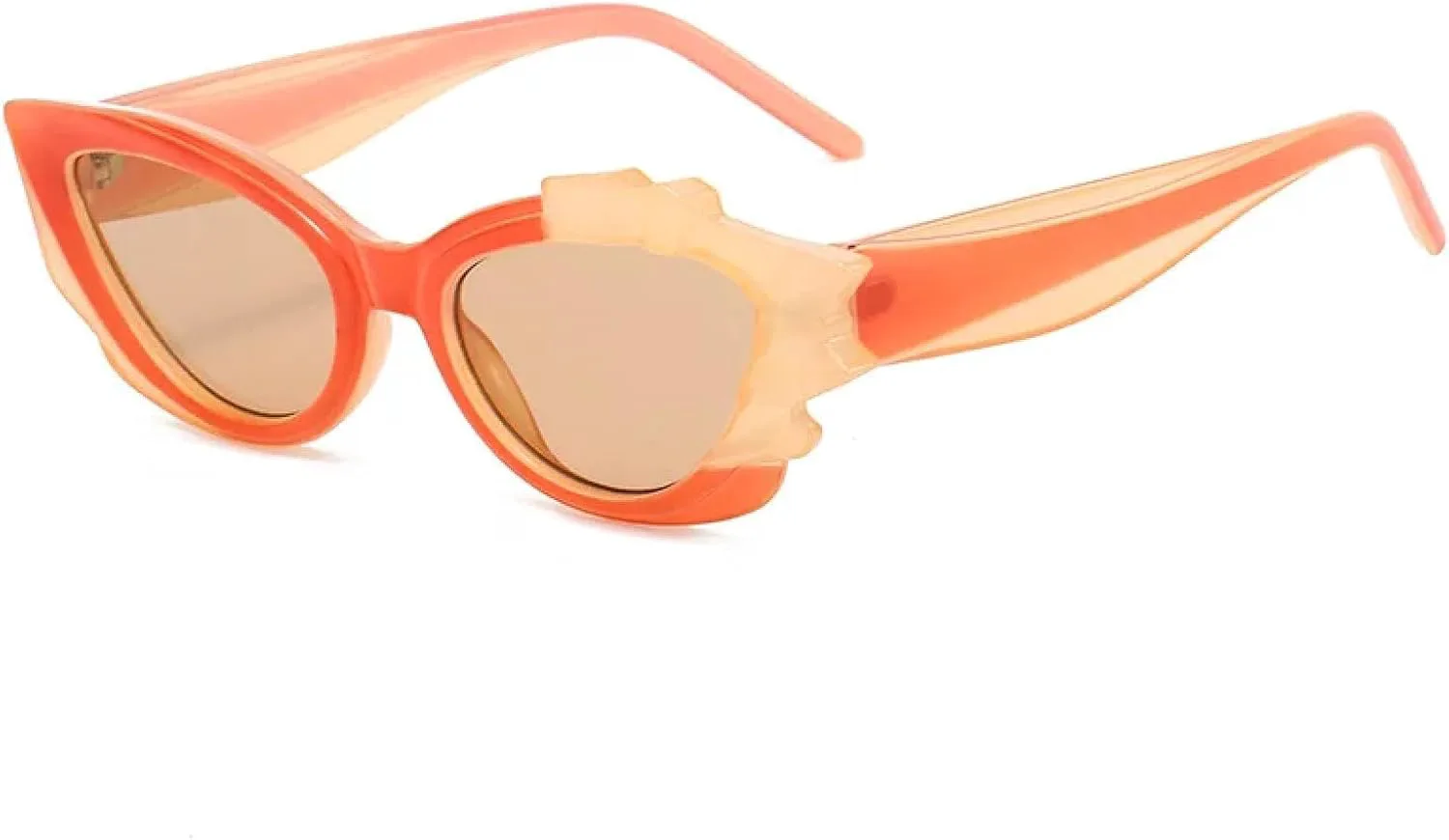 

Панк-очки «кошачий глаз» в модном стиле для женщин, роскошная маленькая оправа, оранжевые, трендовые, с защитой от УФ-излучения UV400 VVTWSSW, Orange-lightbrown