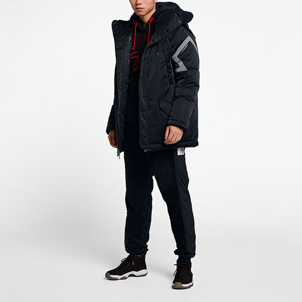 Пуховик Air Jordan Casual Sports Stay Warm hooded Thicken mid-length Down Jacket Black, черный — фото 4