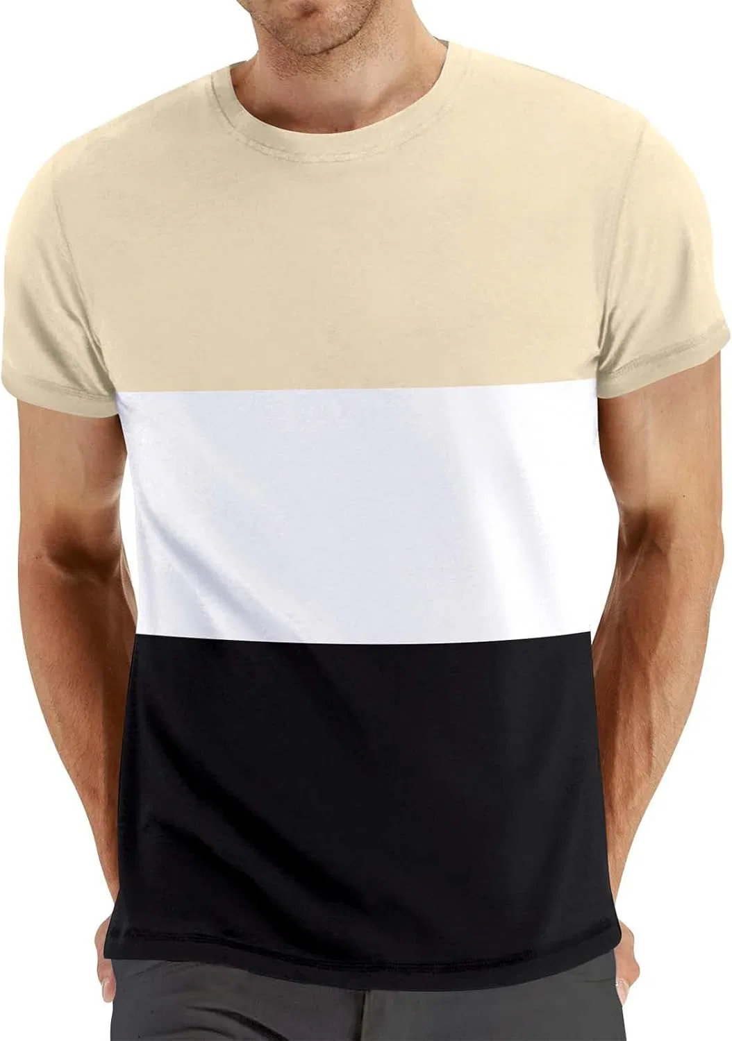 Футболка мужская с длинным рукавом, цвет блок, хлопок, White#27-striped T-shirts