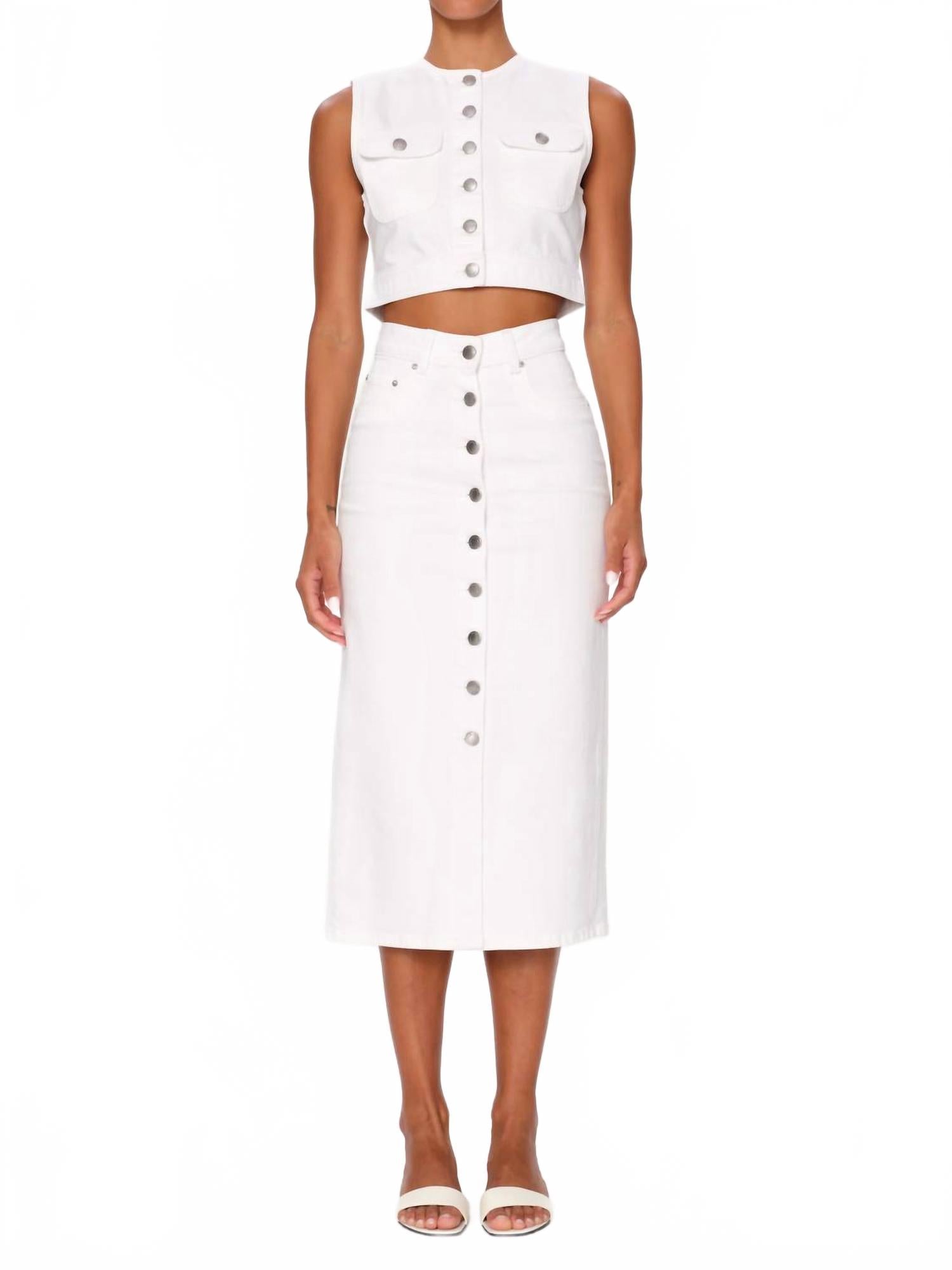 

Лекси джинсовая юбка с высокой талией на пуговицах в белом цвете DL1961 - Women's