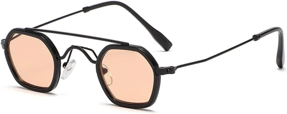 

Ретро-многоугольные маленькие мужские солнцезащитные очки с металлическим двойным панк-эффектом, женские солнцезащитные очки UV400 XLUMIO, Black Champagne