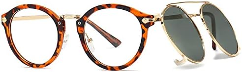 

Женские солнцезащитные очки, круглые, с металлическим зажимом, солнцезащитные очки в стиле ретро, ​​мужские очки с защитой от УФ-излучения UV400, прозрачные очки MTZJH, Leoaprd Gold