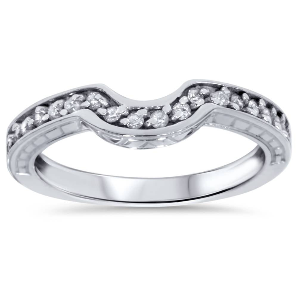 

Обручальное кольцо с насечкой 1/4 карата, изогнутое, под старину, с отделкой Pompeii2, 14K White Gold