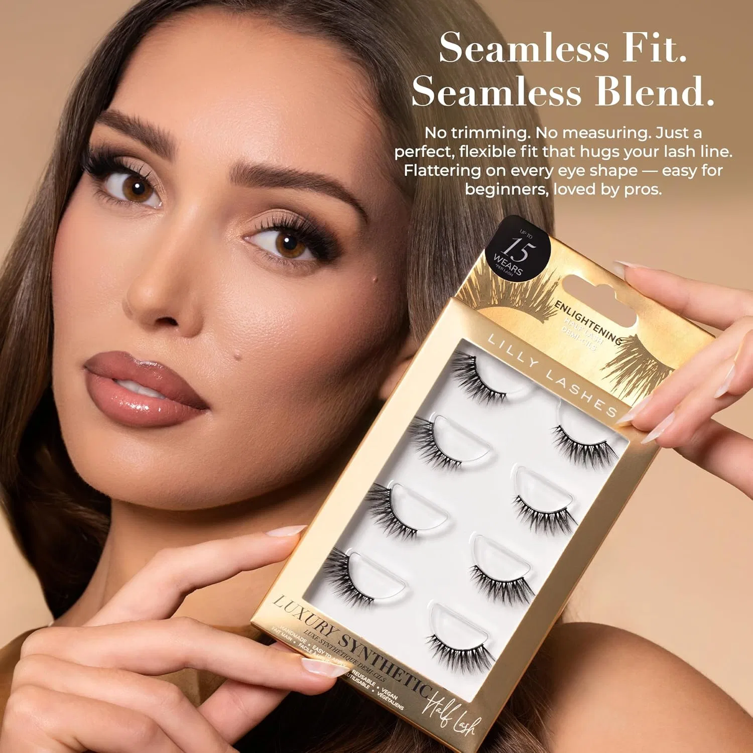 Накладные ресницы Lilly Lashes Luxury Synthetic Half Flash, 4 пары, золотой — фото 4