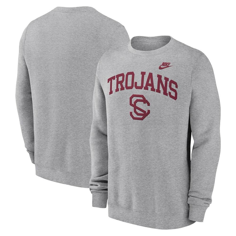 

Мужской пуловер из саржи Nike Heather Grey USC Trojans Legacy Classic Tackle с вышитой аркой и логотипом, цвет Usc Grey