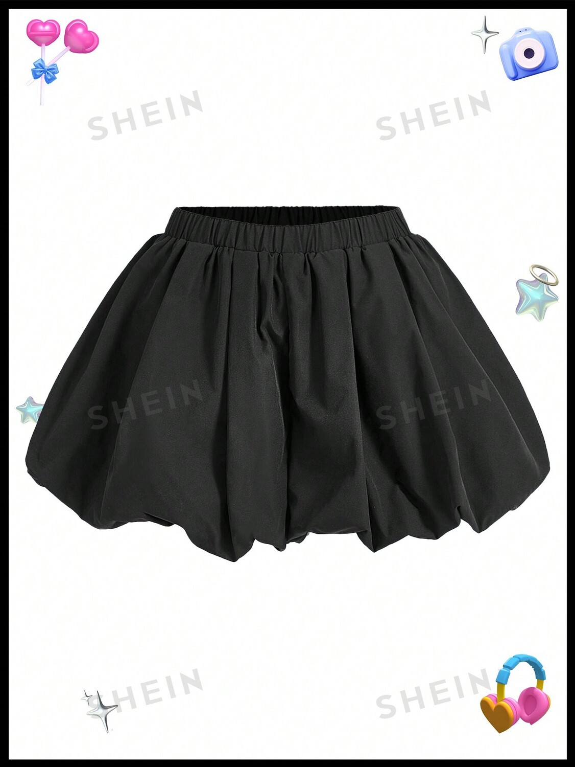 

Neu Женские брюки-юбка, однотонные, эластичный пояс, пузырь Shein, черный