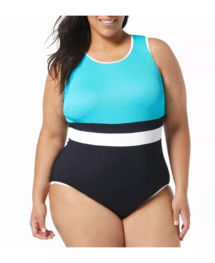 

Слитный купальник Aspire Ribbed Plus Size Beach House Sport, черный